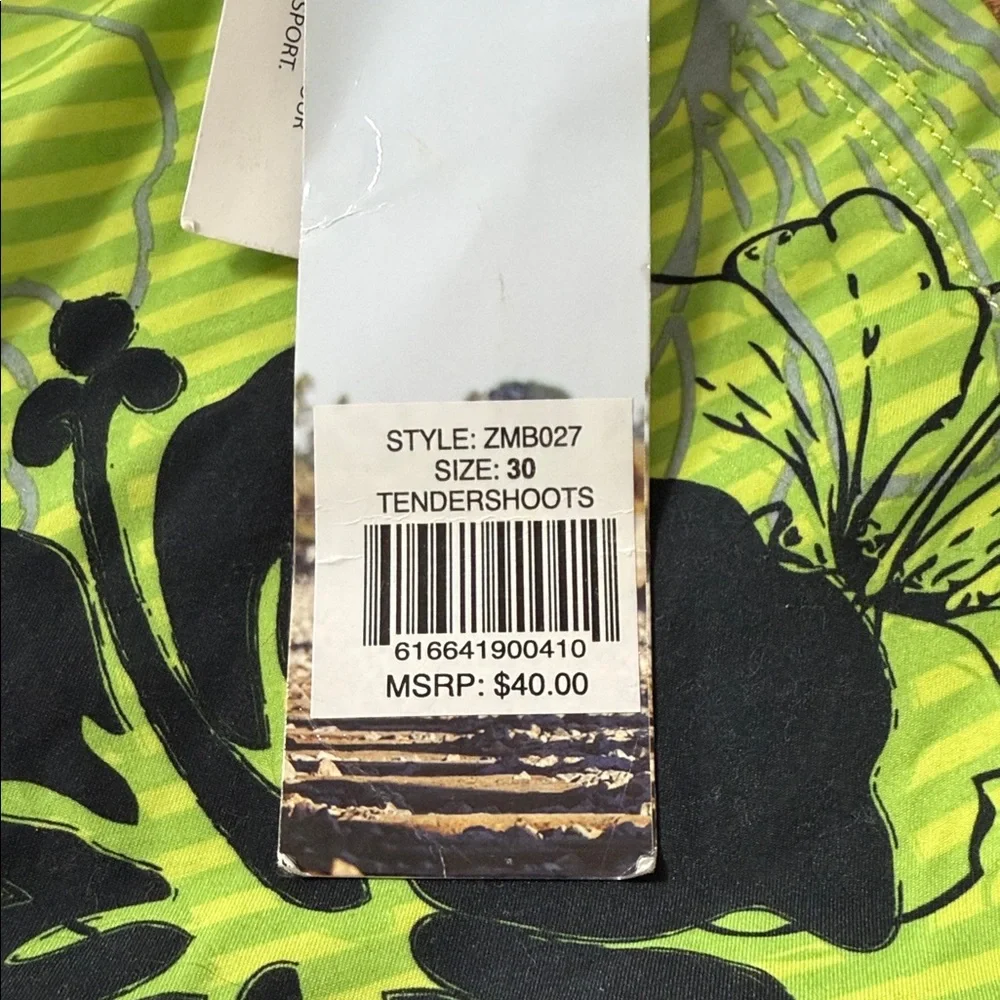 Lime Green Floral Men's Board Shorts - Picture 6 of 7